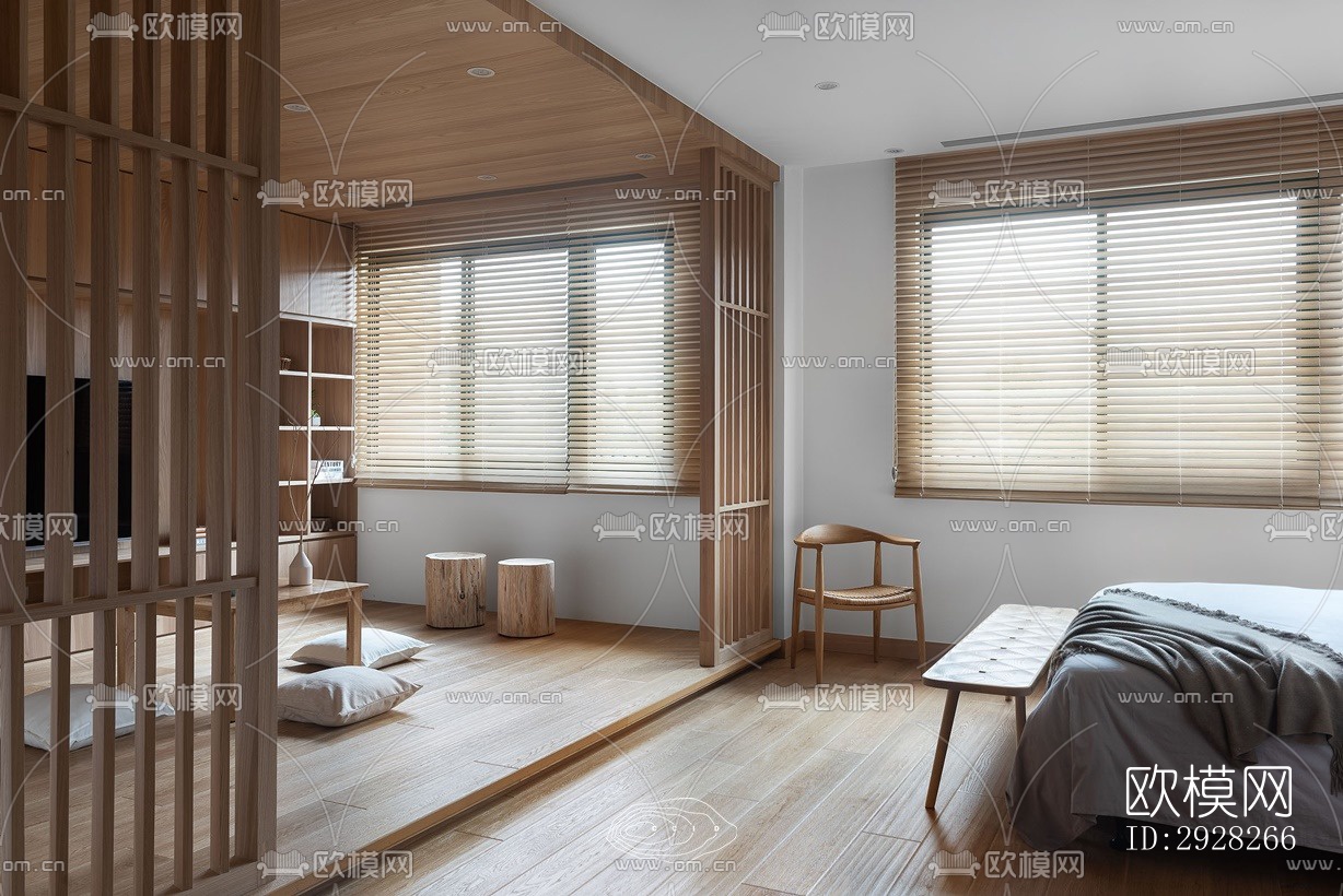 日式平层效果图下载（渲染图1）