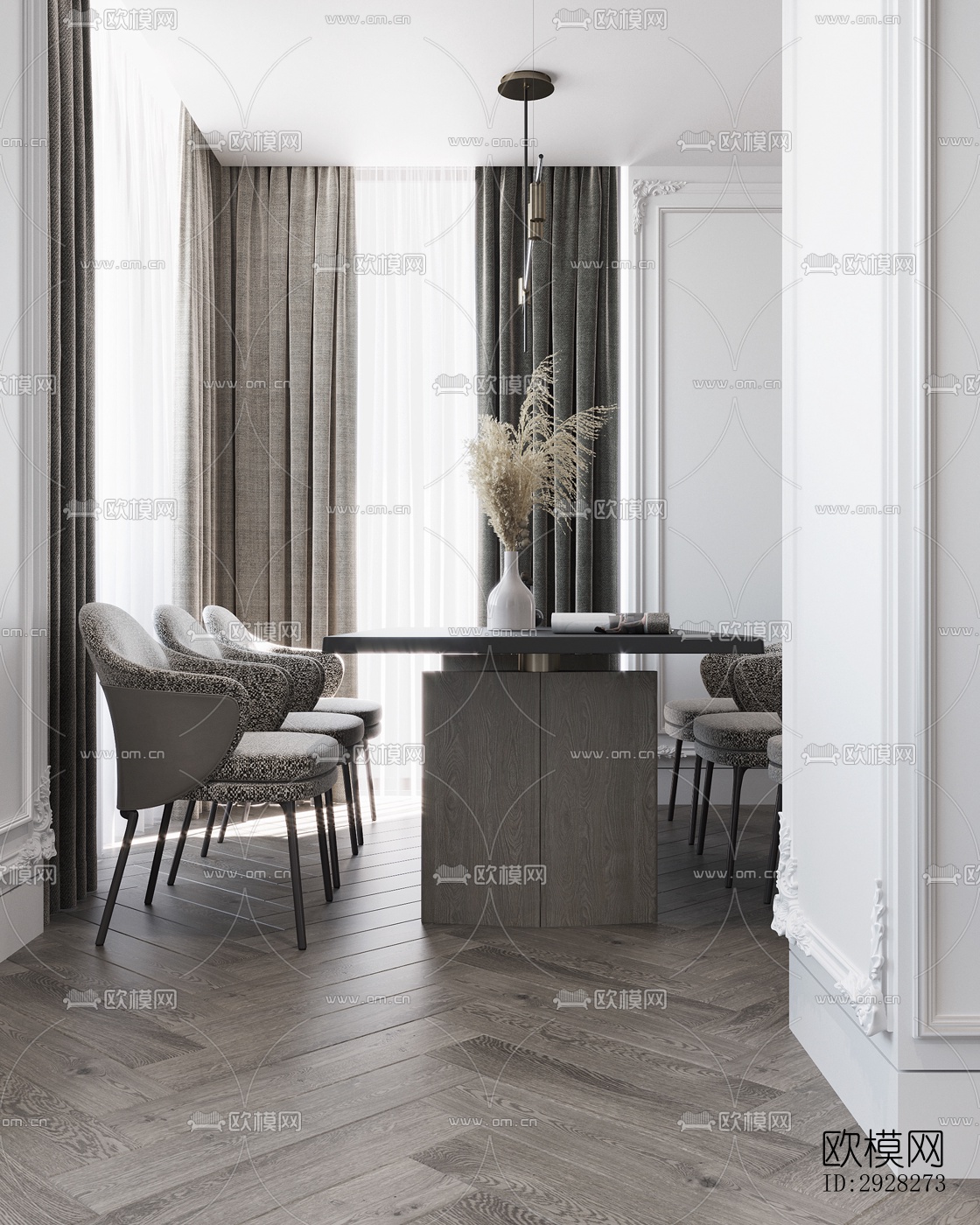 欧式平层效果图下载（渲染图12）