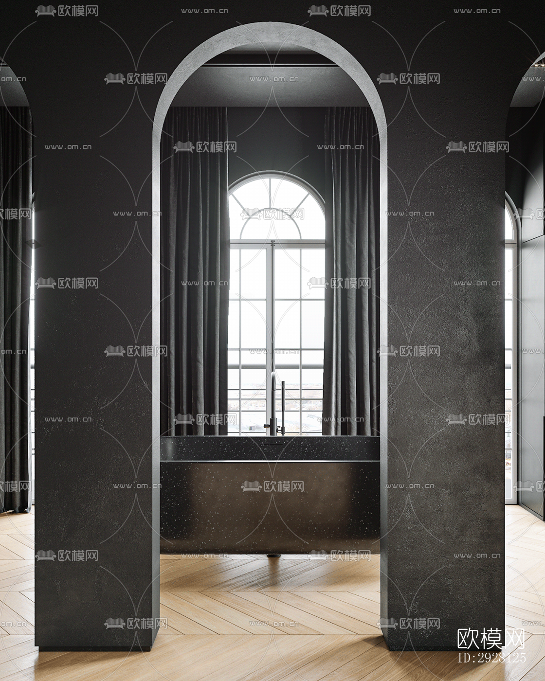 高级灰公寓效果图下载（渲染图2）