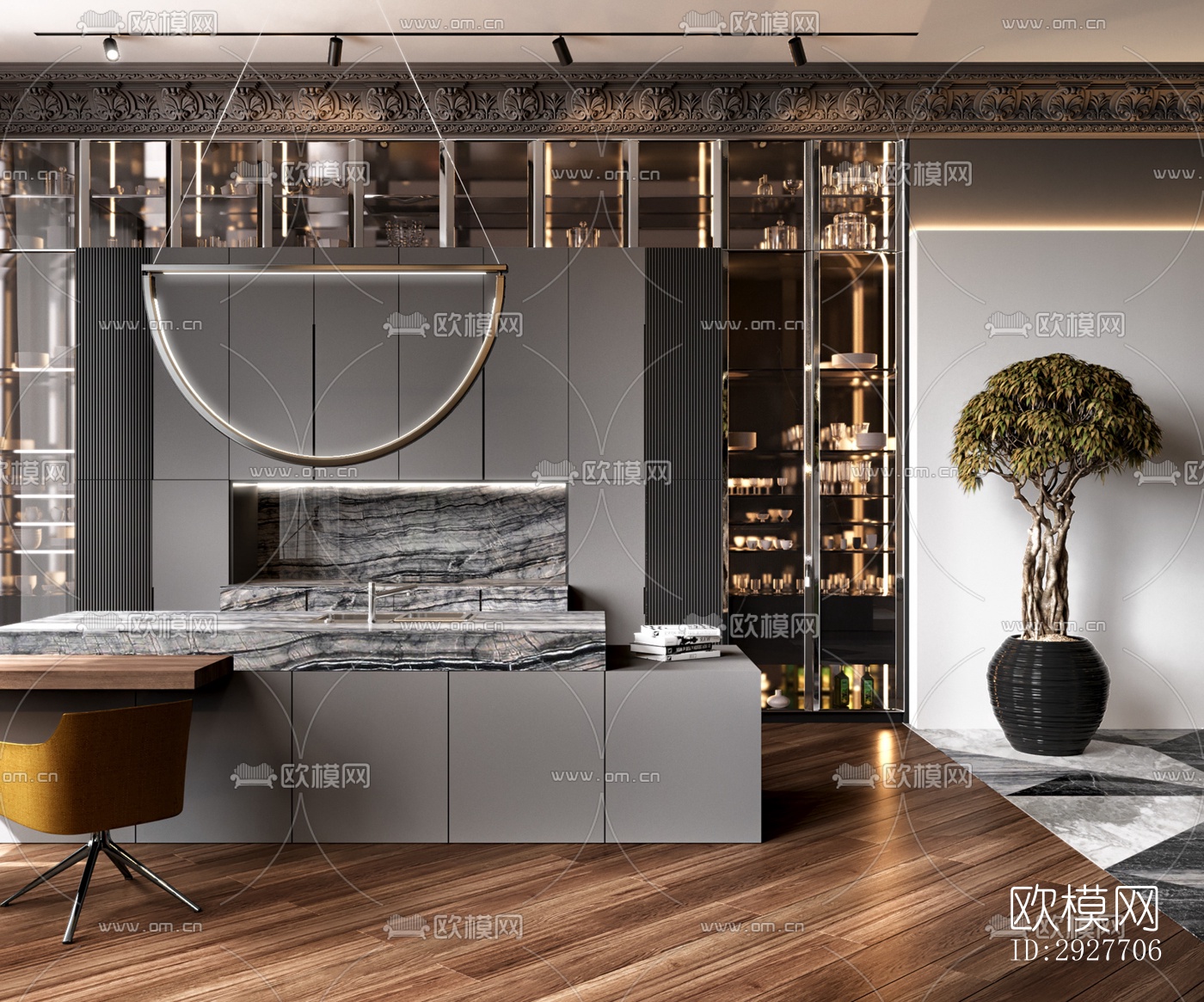 高级灰别墅效果图下载（渲染图3）