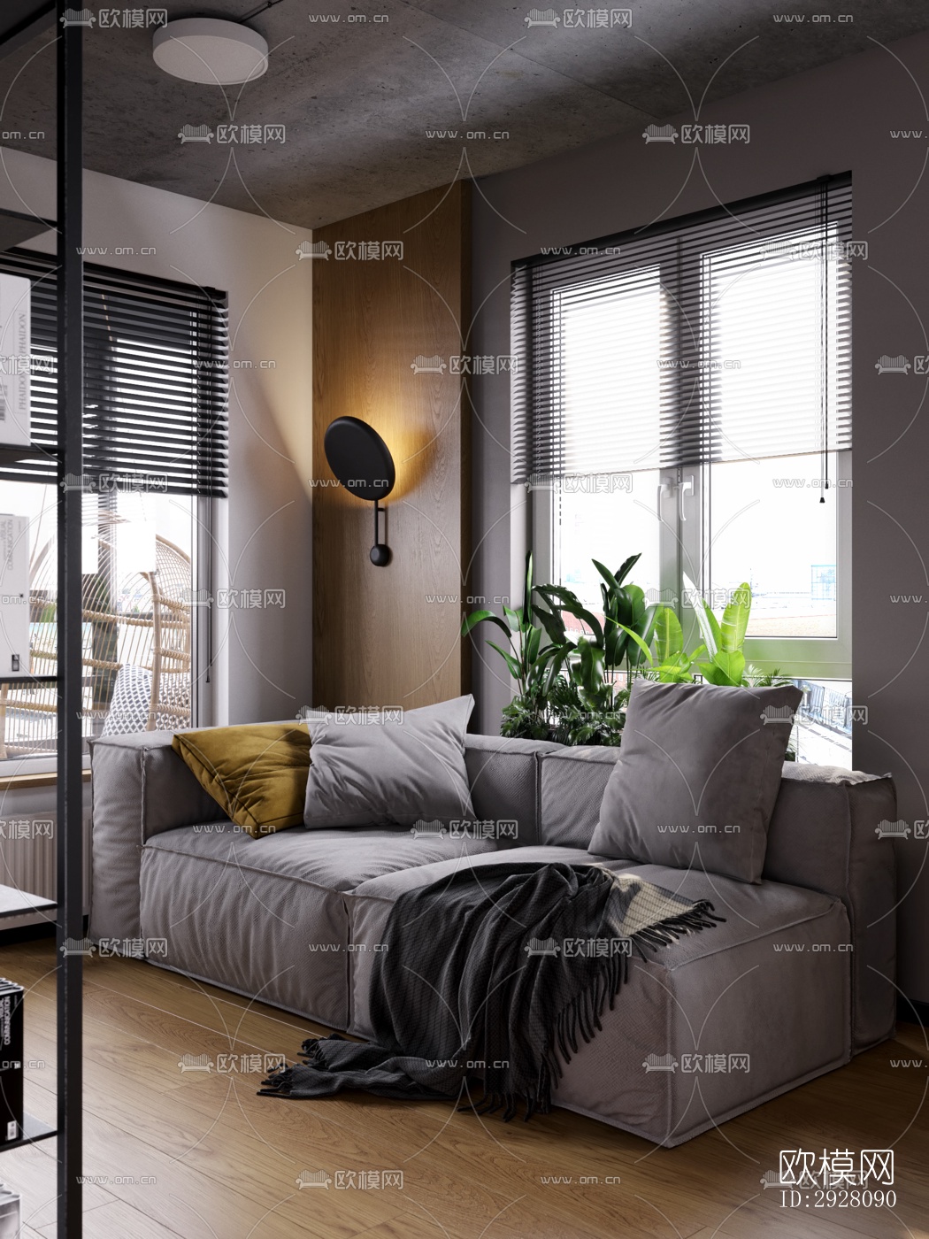 高级灰公寓效果图下载（渲染图12）