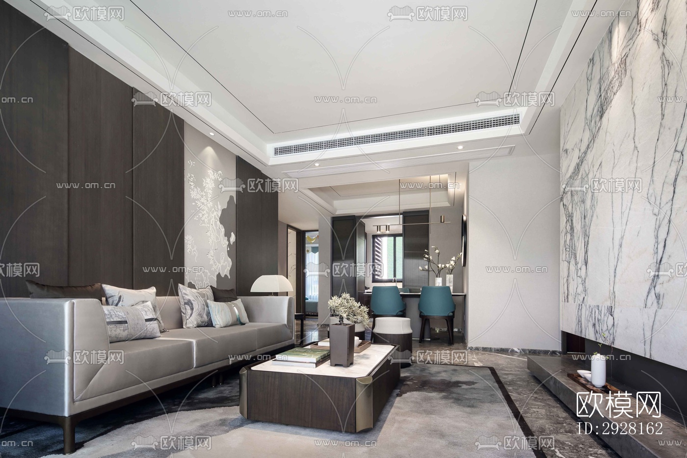 新中式平层效果图下载（渲染图8）