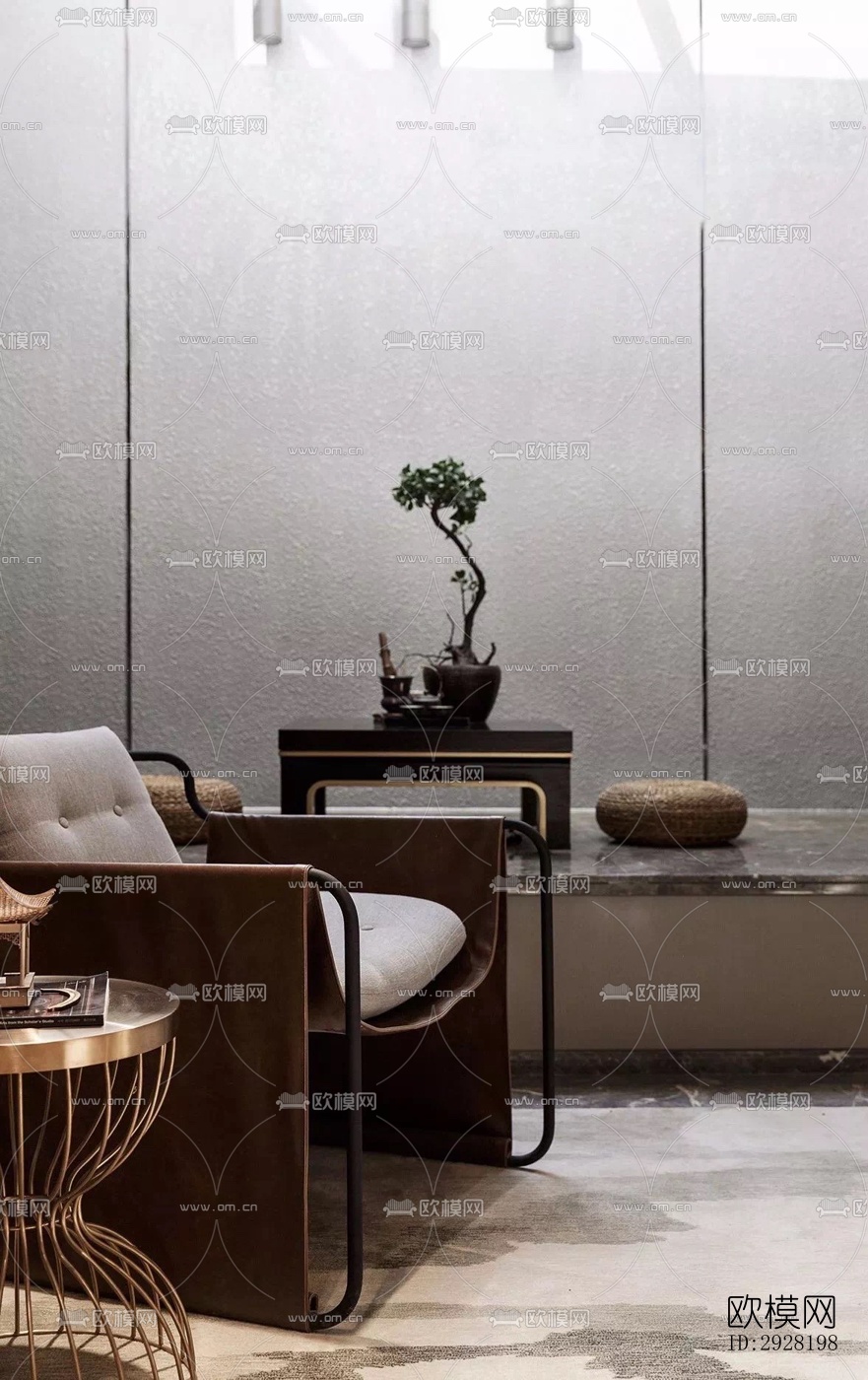 新中式平层效果图下载（渲染图13）