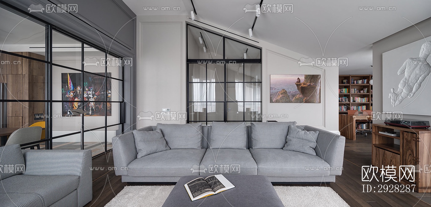 现代平层效果图下载（渲染图14）