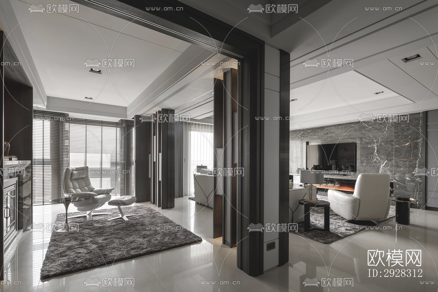 现代平层效果图下载（渲染图5）