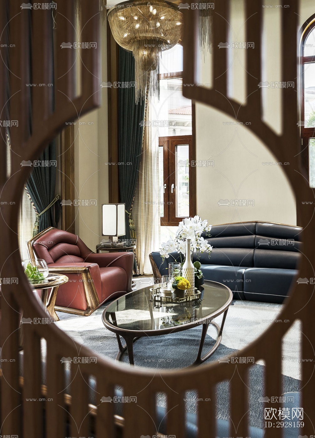 新中式平层效果图下载（渲染图10）