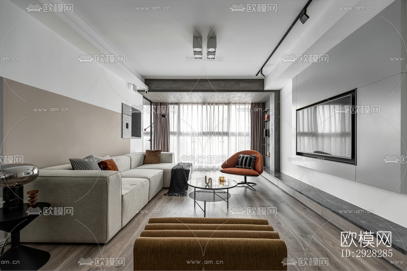 现代平层效果图下载（渲染图10）