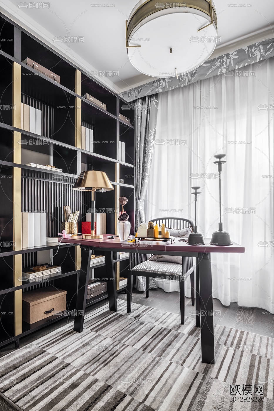 新中式平层效果图下载（渲染图14）