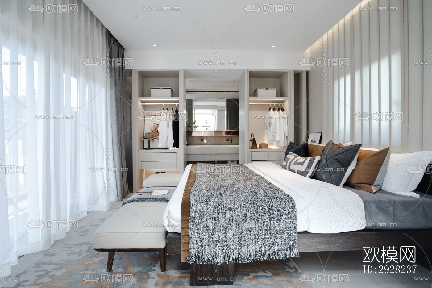 新中式平层效果图下载（渲染图14）