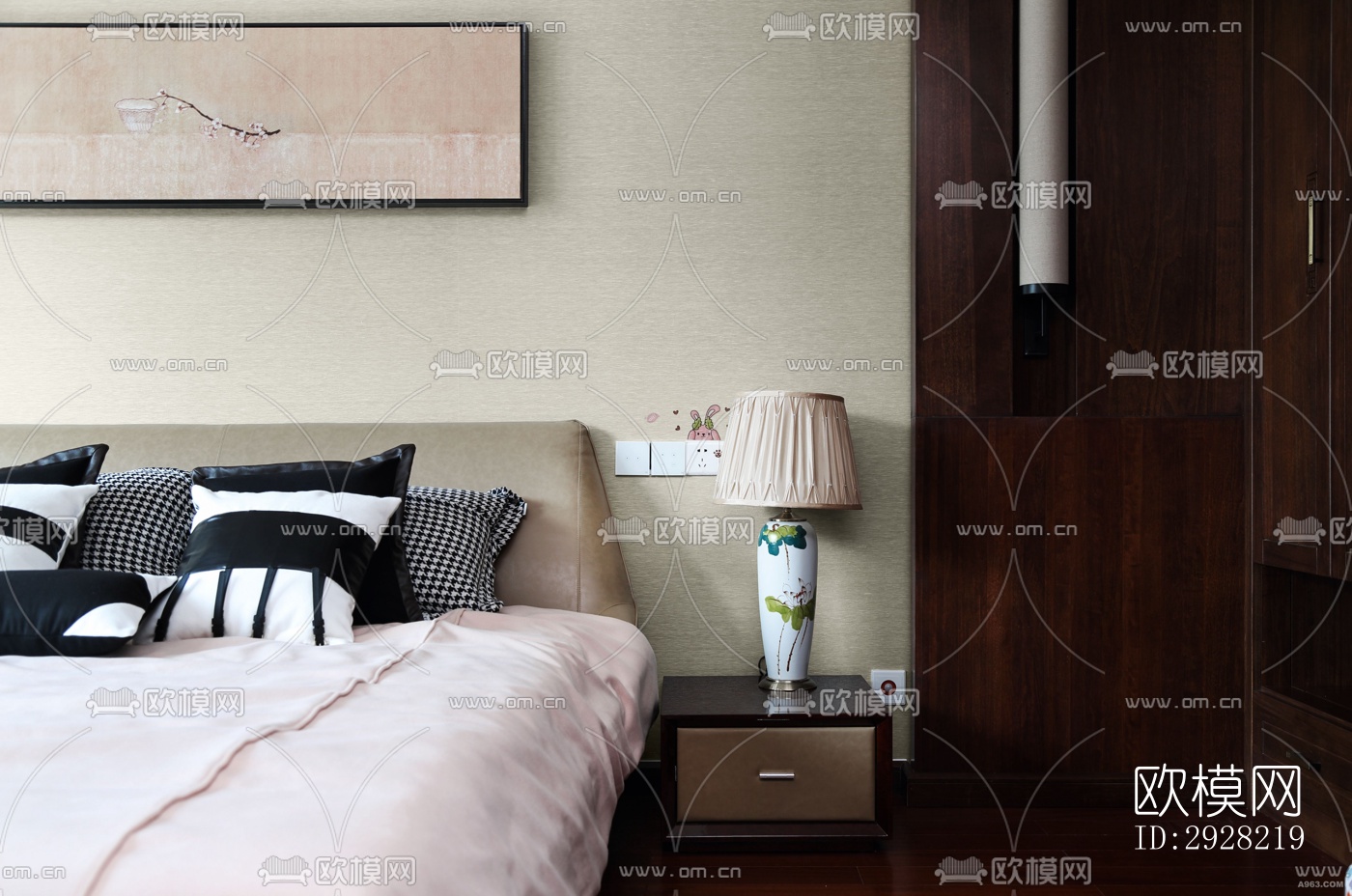 新中式平层效果图下载（渲染图6）