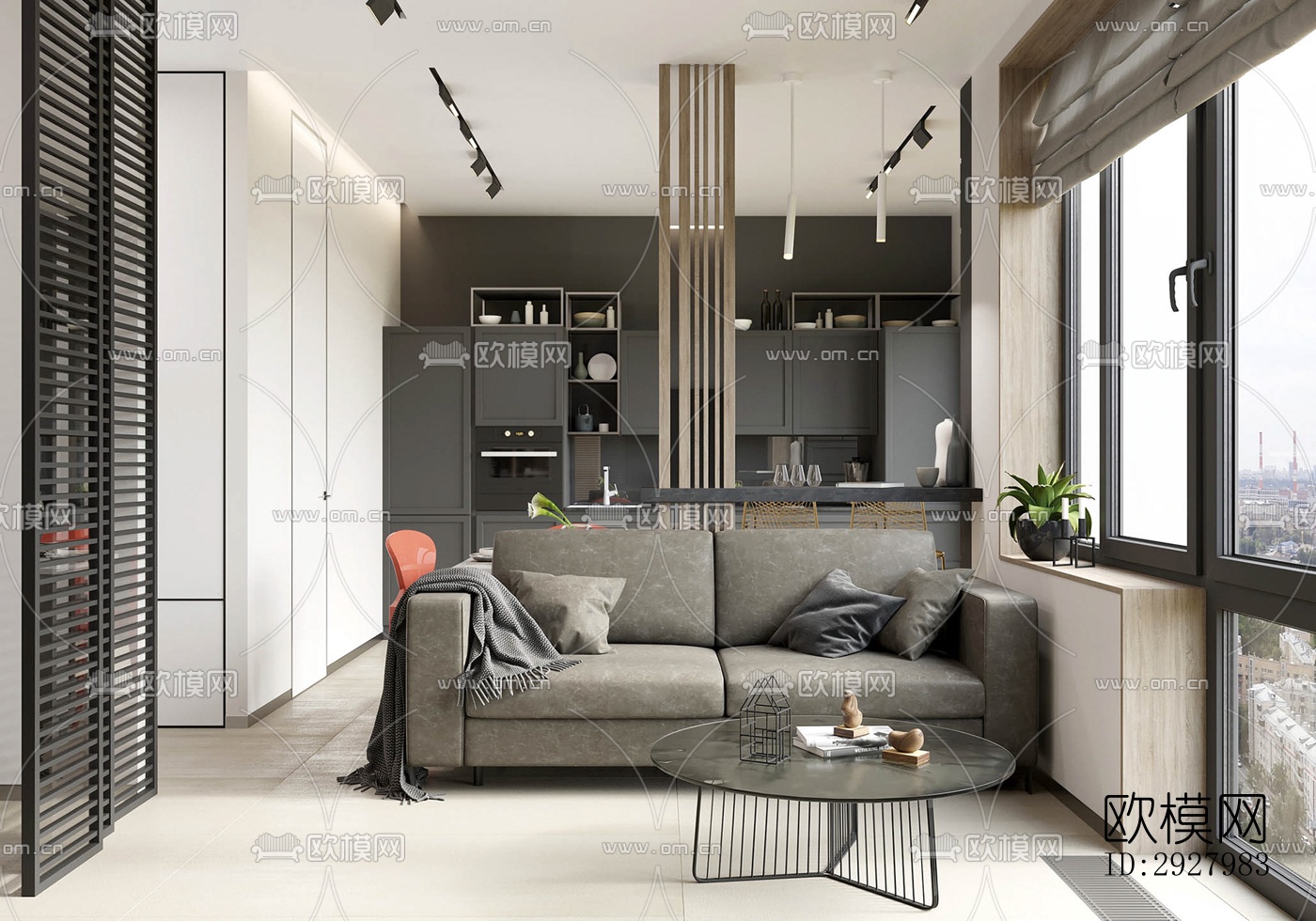 现代公寓效果图下载（渲染图1）