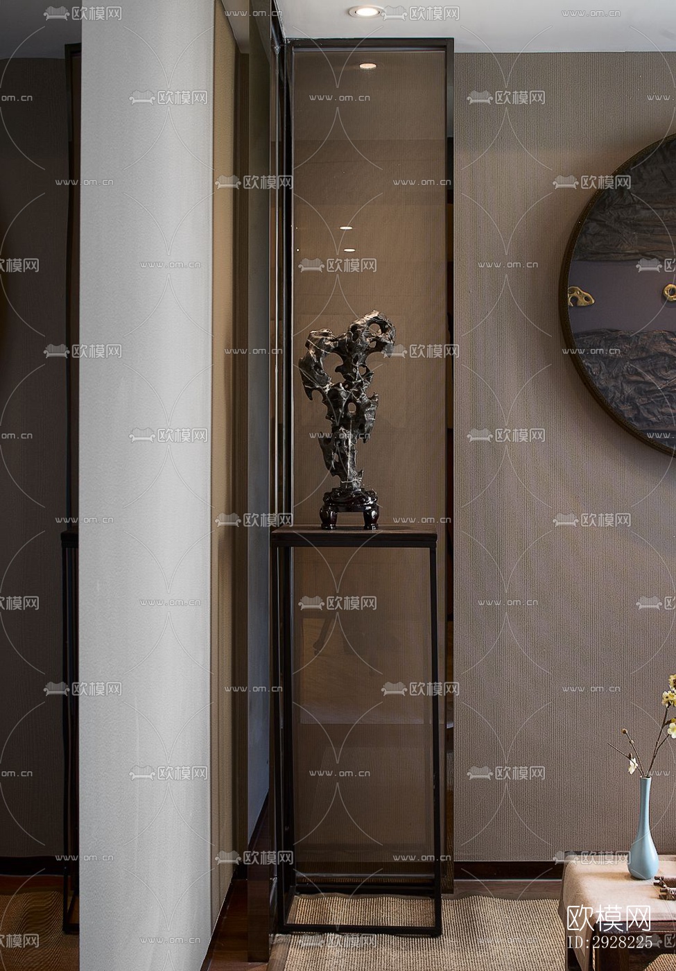 新中式平层效果图下载（渲染图2）