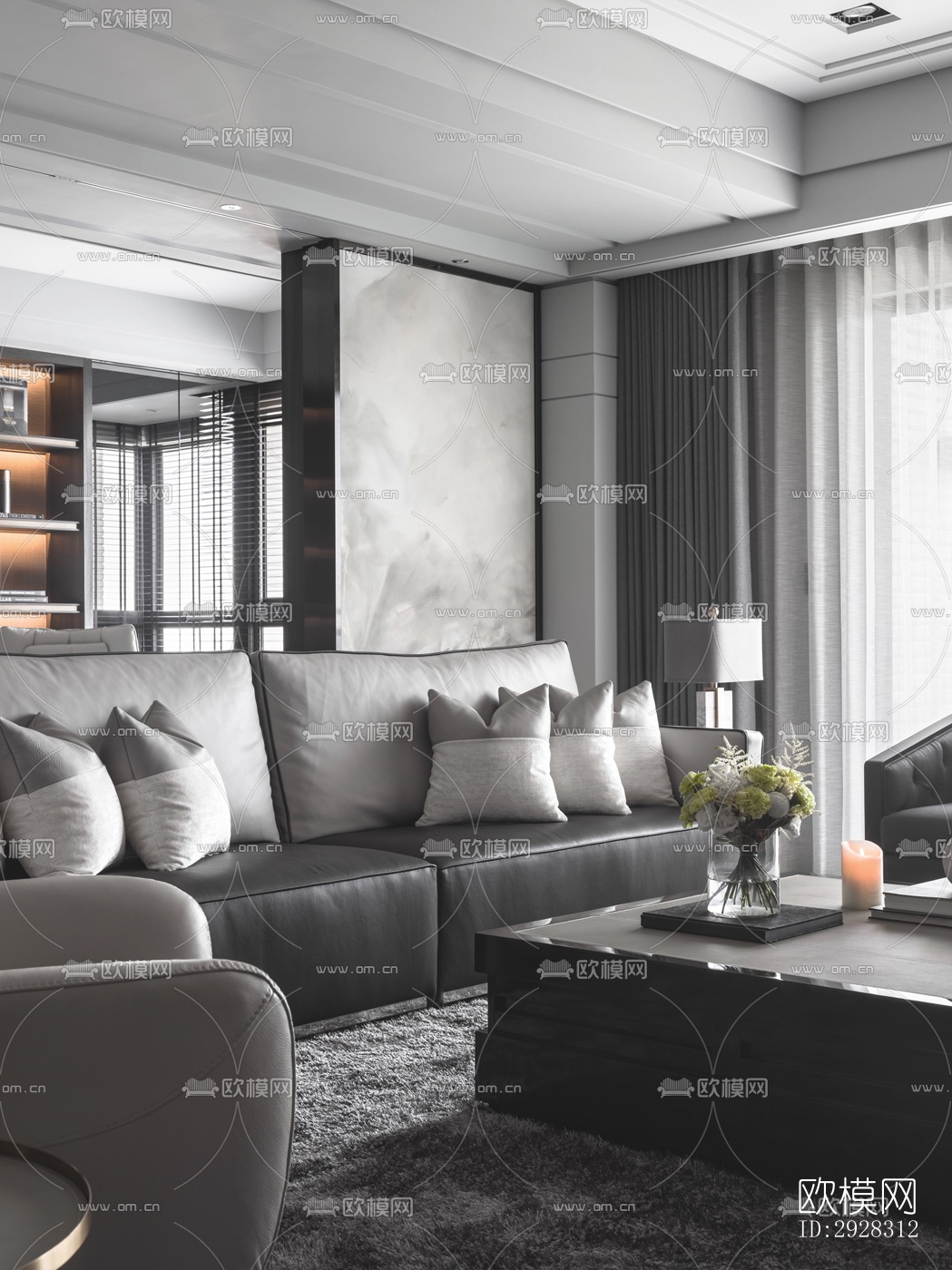 现代平层效果图下载（渲染图16）