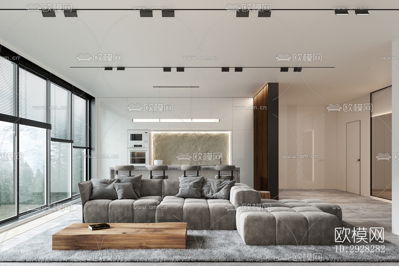 现代平层效果图下载（渲染图1）