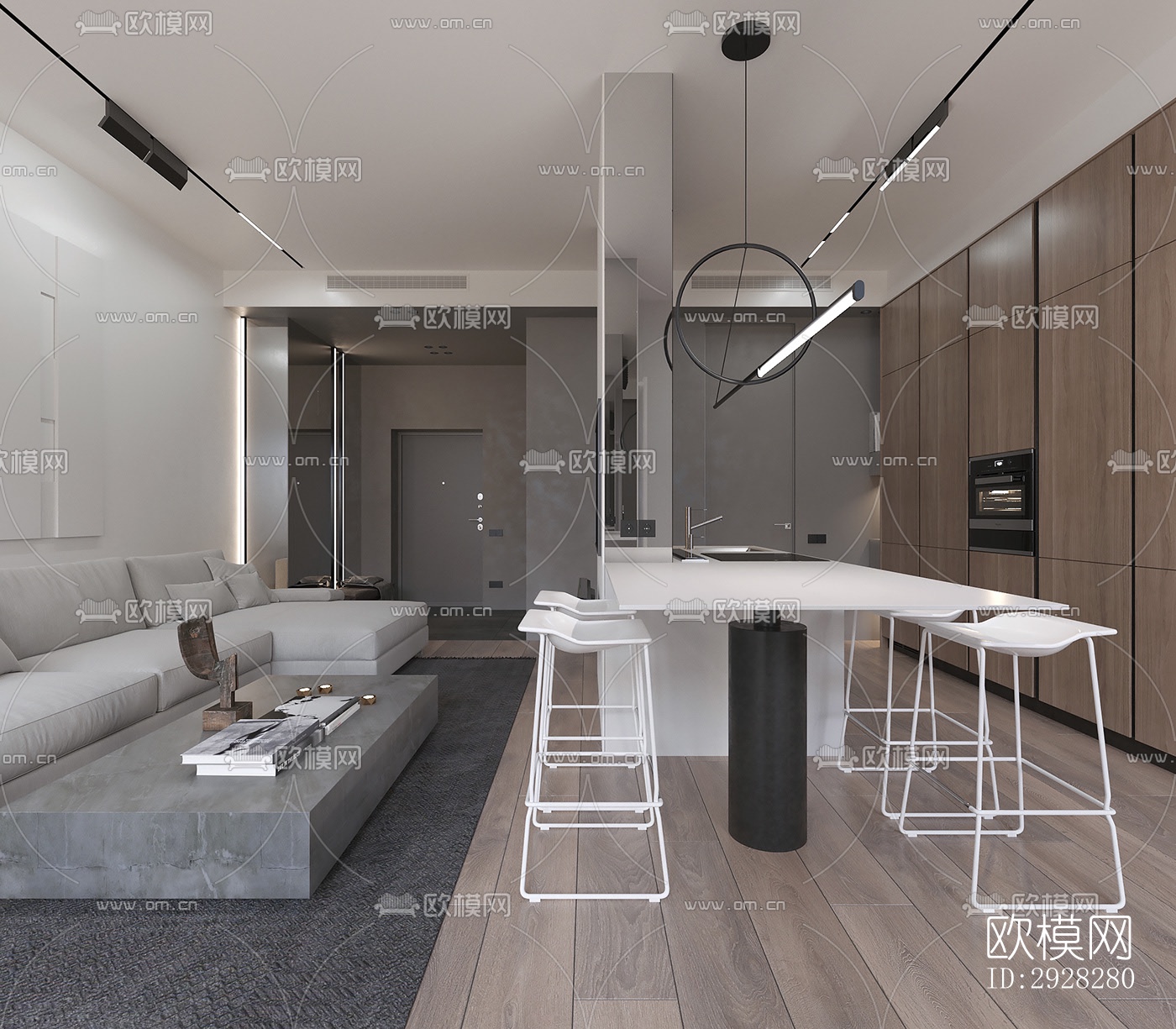 现代平层效果图下载（渲染图14）