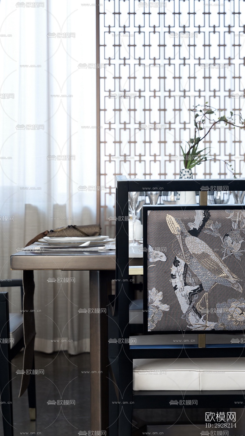 新中式平层效果图下载（渲染图7）