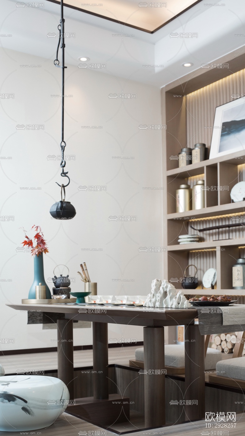 新中式平层效果图下载（渲染图2）