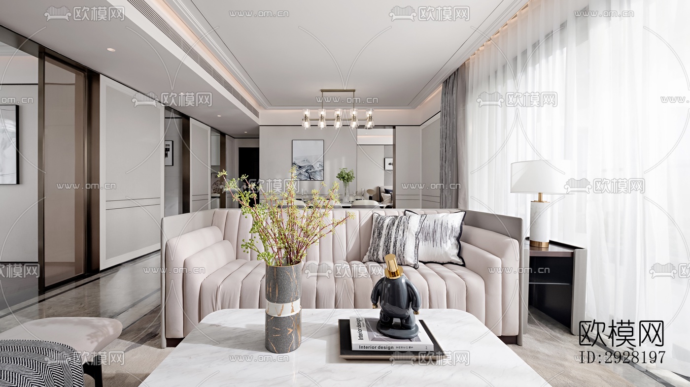 新中式平层效果图下载（渲染图16）