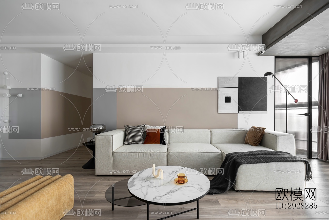 现代平层效果图下载（渲染图11）