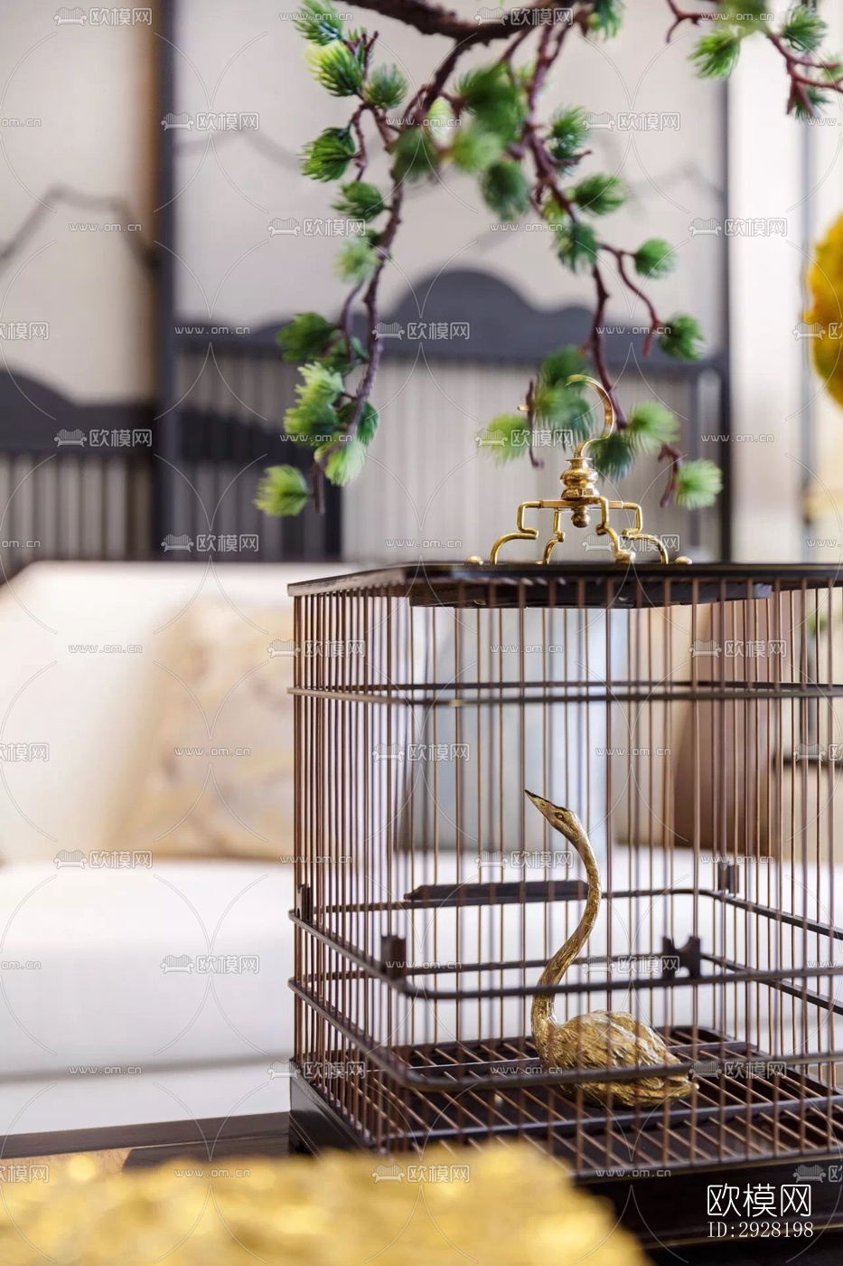 新中式平层效果图下载（渲染图6）