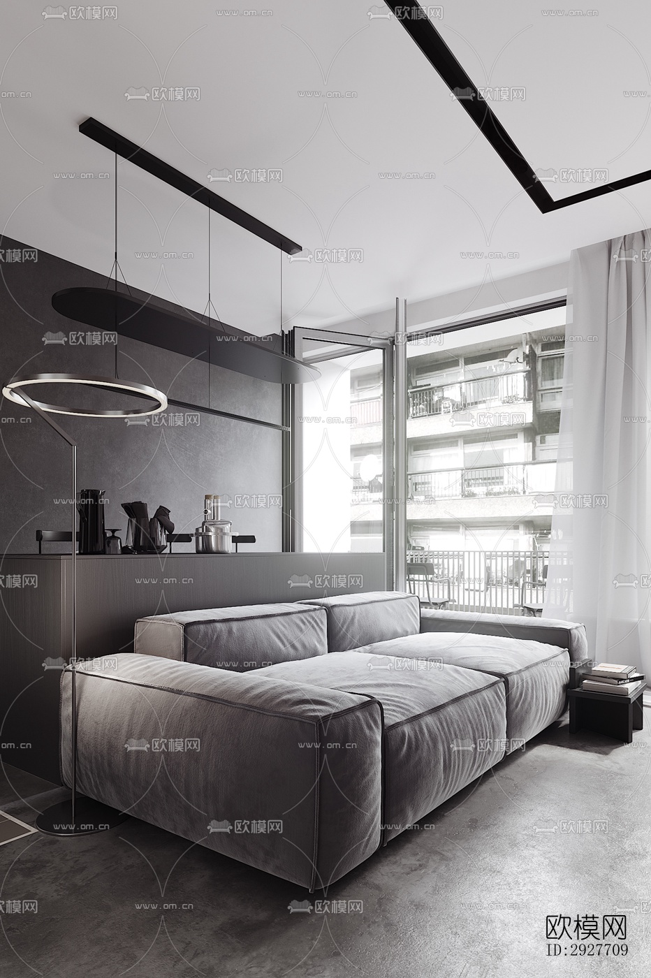 高级灰别墅效果图下载（渲染图16）