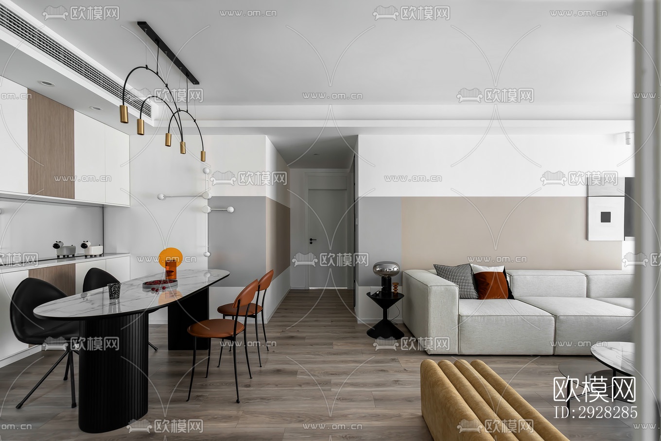 现代平层效果图下载（渲染图16）