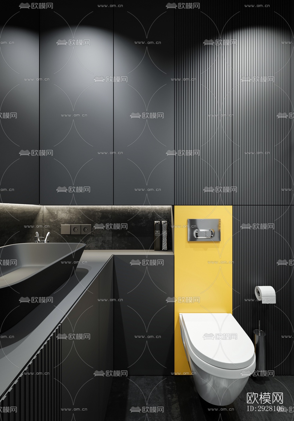 高级灰公寓效果图下载（渲染图3）