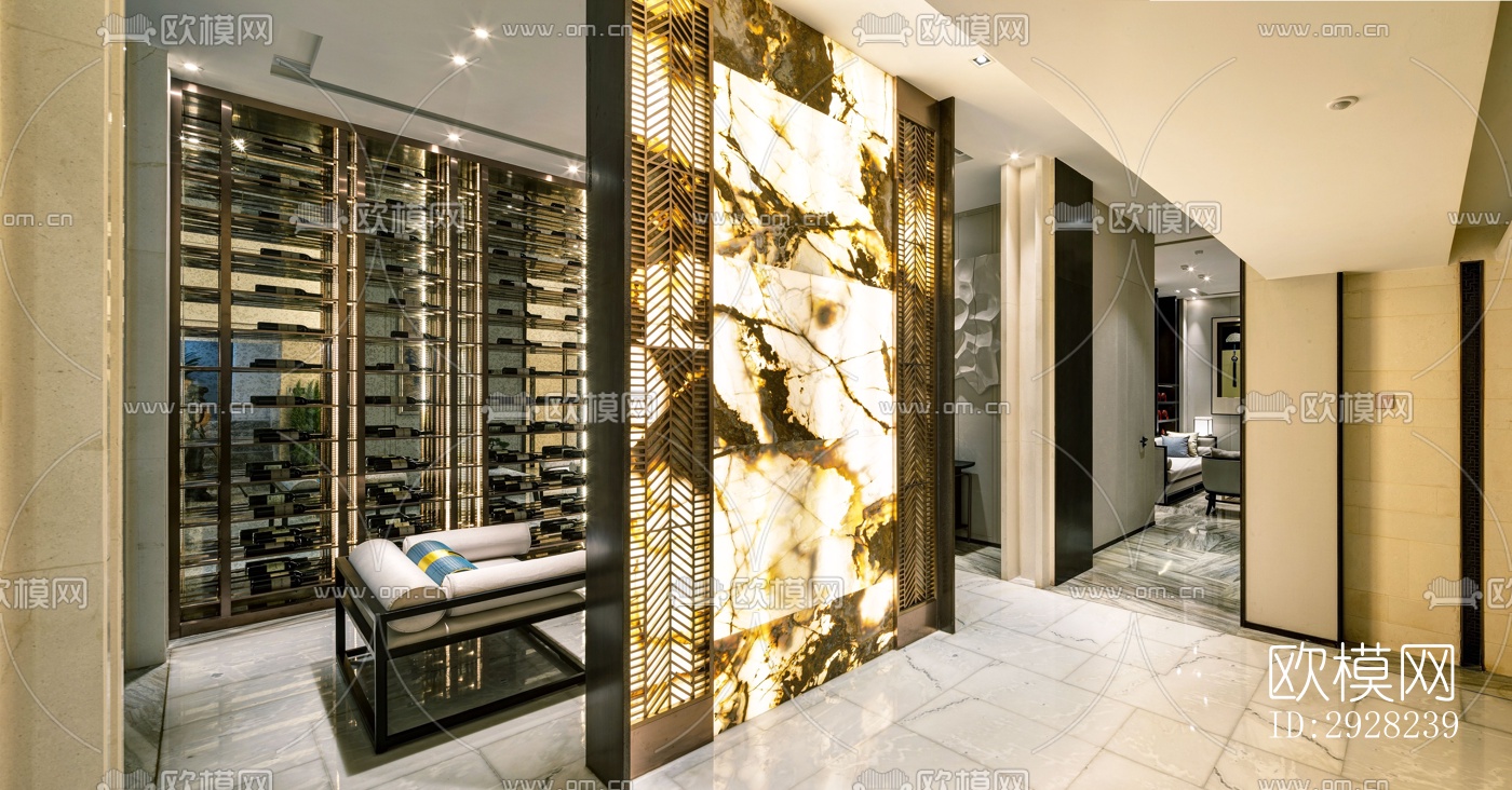 新中式平层效果图下载（渲染图2）