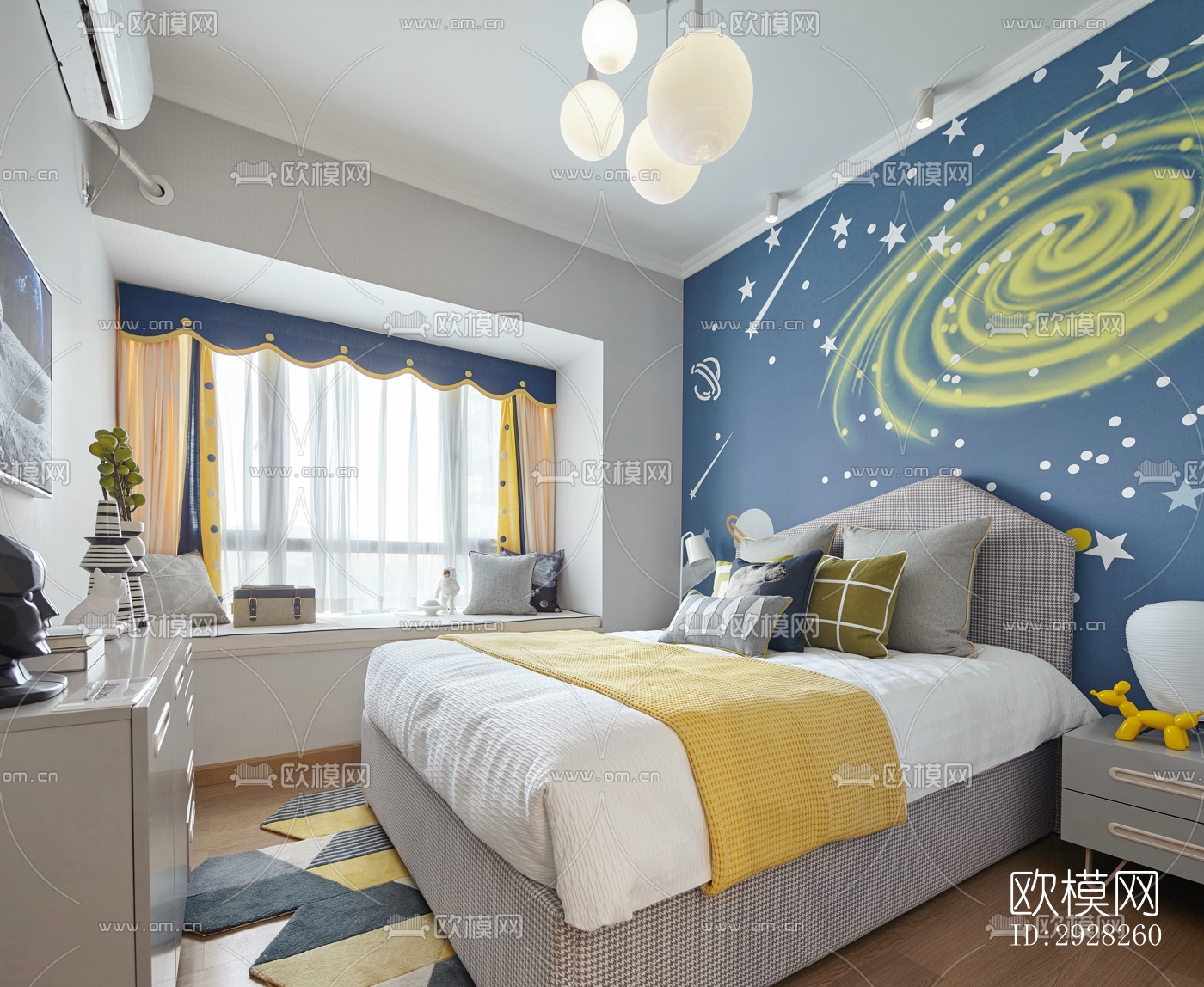 新中式平层效果图下载（渲染图11）