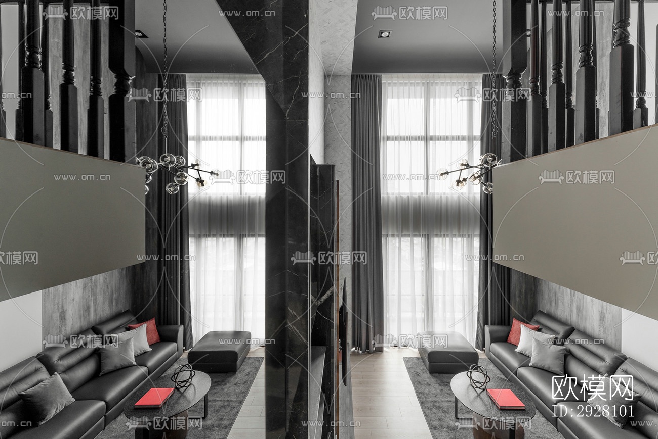 高级灰公寓效果图下载（渲染图1）