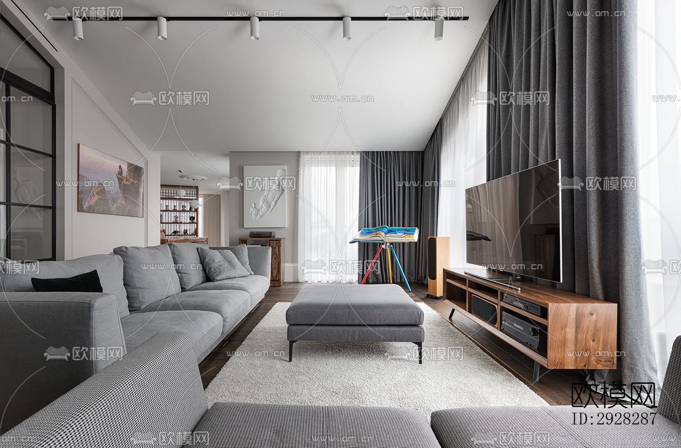 现代平层效果图下载（渲染图10）