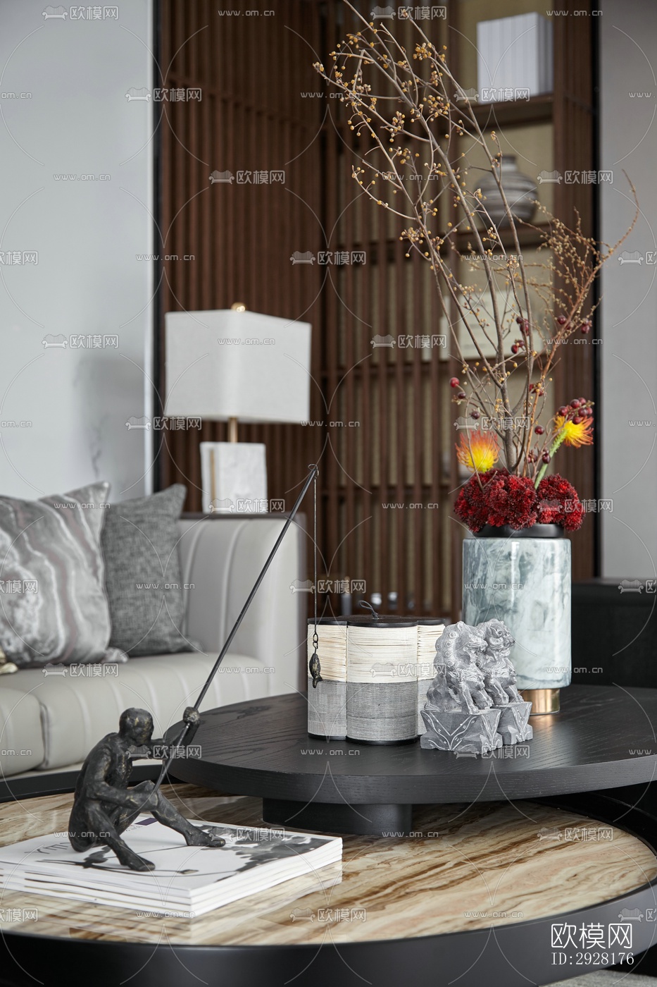 新中式平层效果图下载（渲染图12）