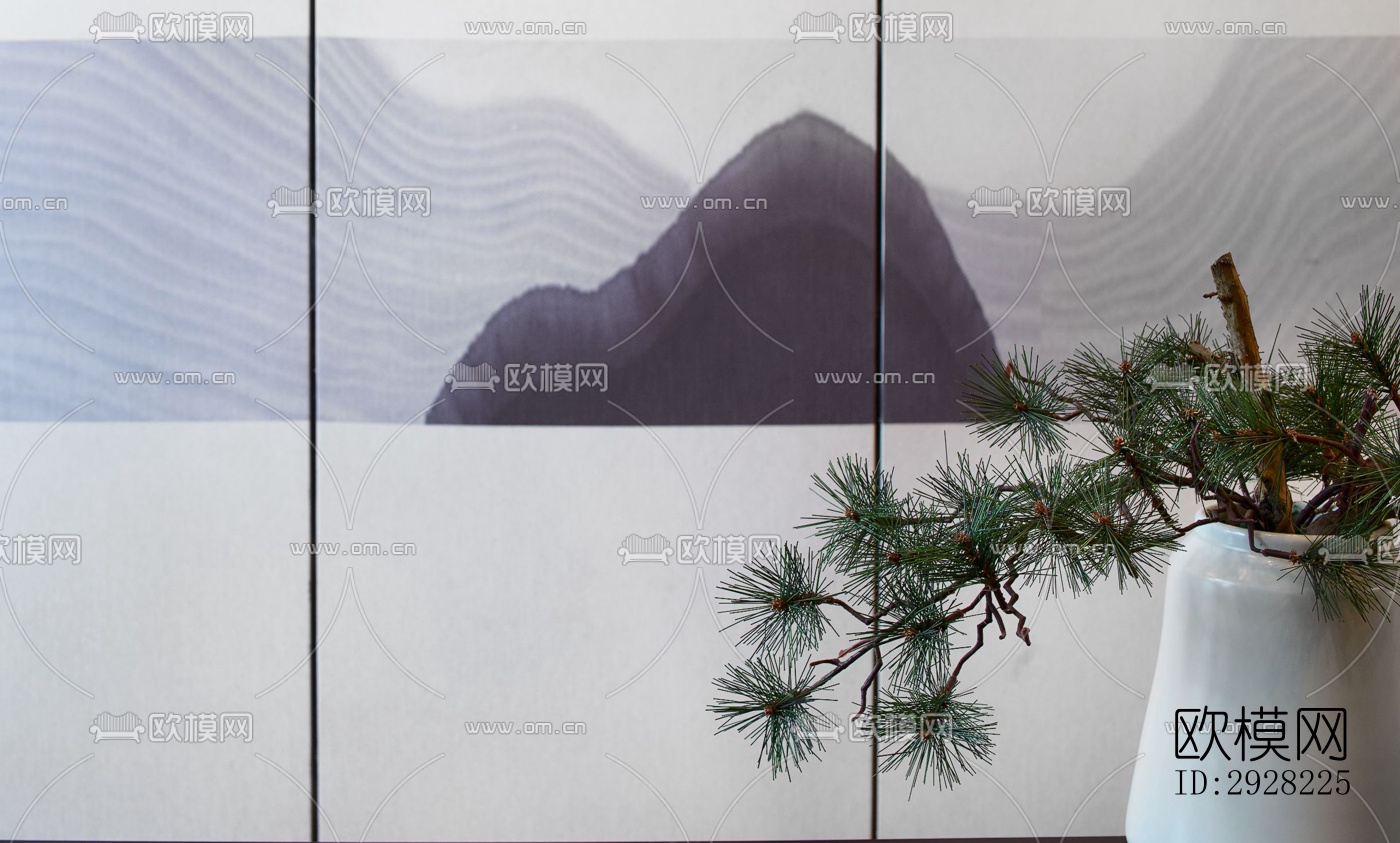 新中式平层效果图下载（渲染图11）