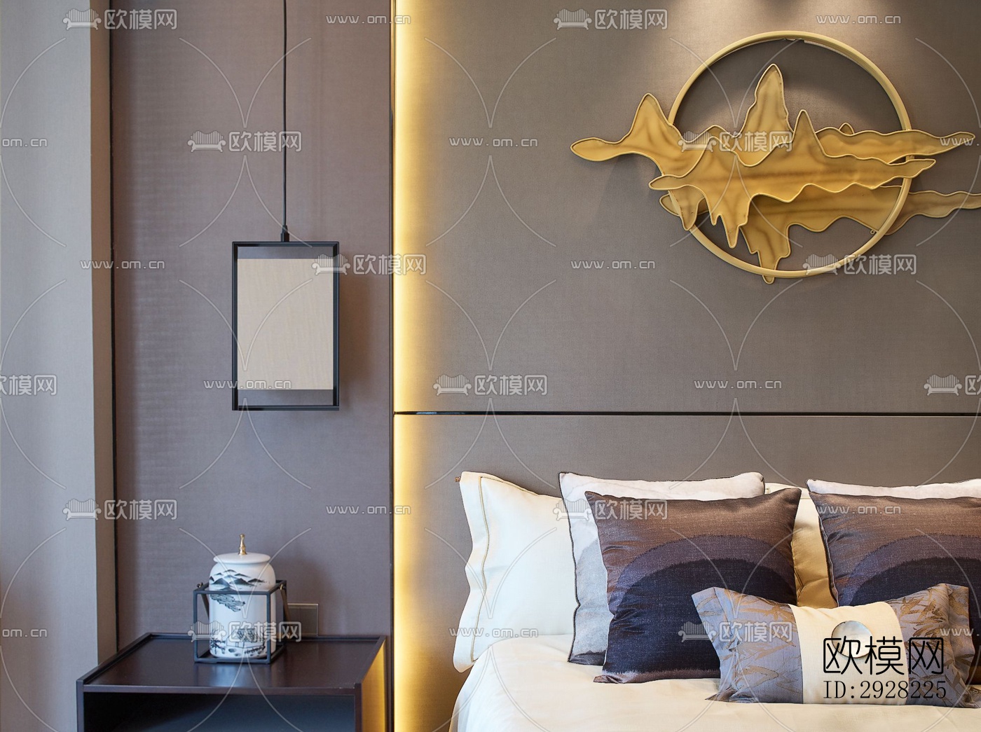 新中式平层效果图下载（渲染图12）