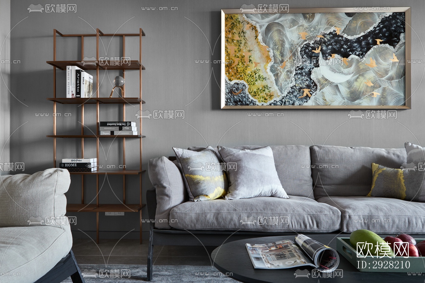 新中式平层效果图下载（渲染图1）