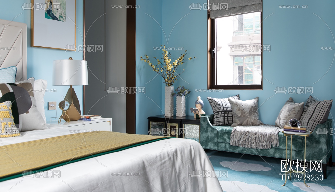 新中式平层效果图下载（渲染图3）