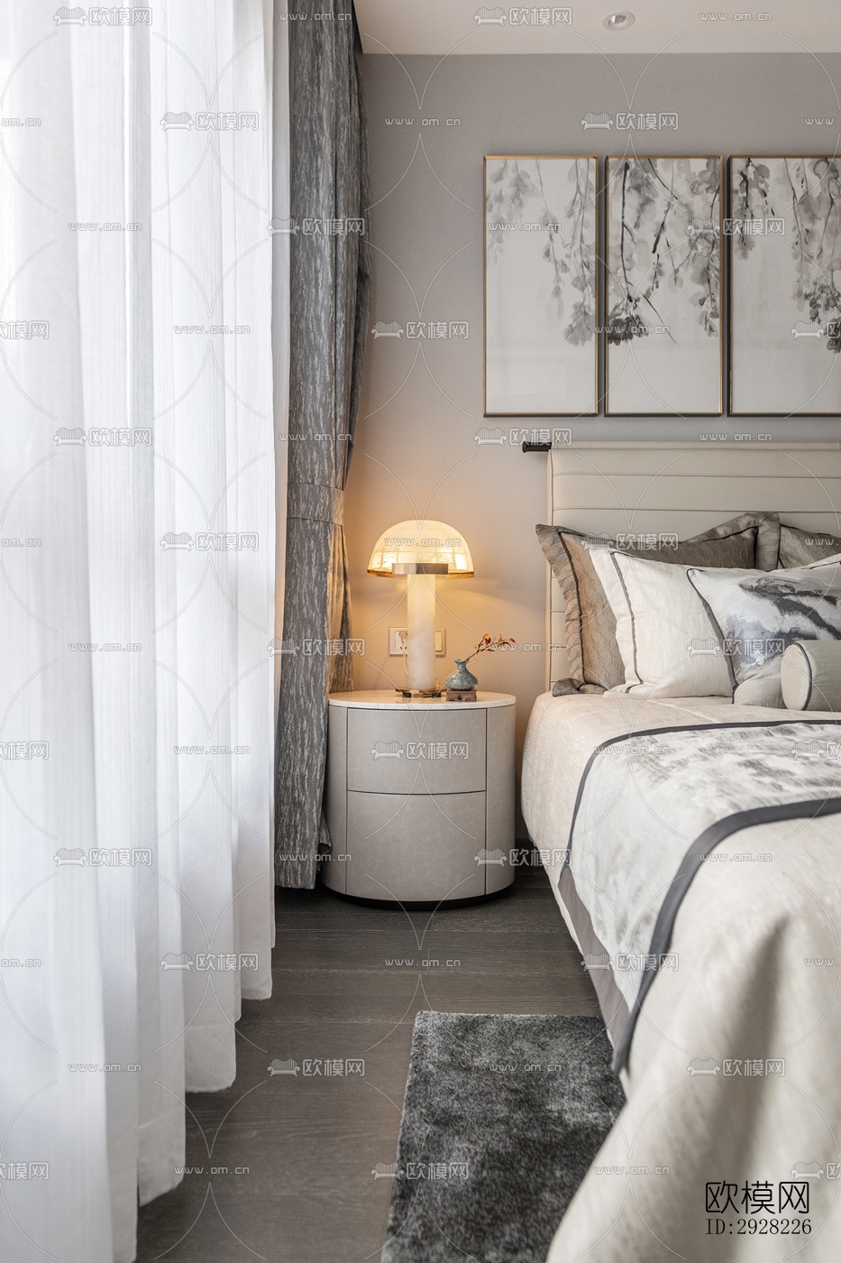 新中式平层效果图下载（渲染图10）