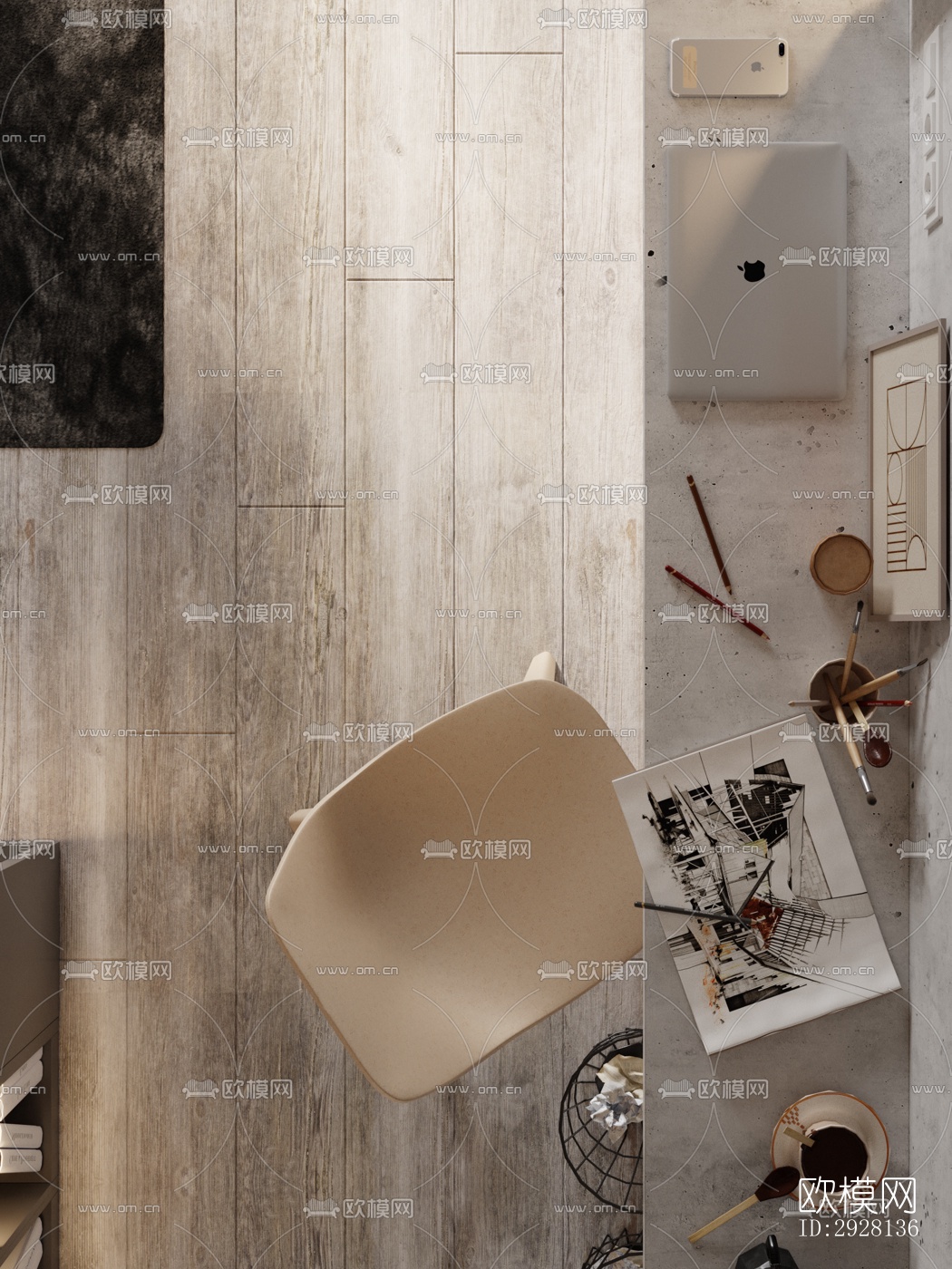 侘寂平层效果图下载（渲染图8）