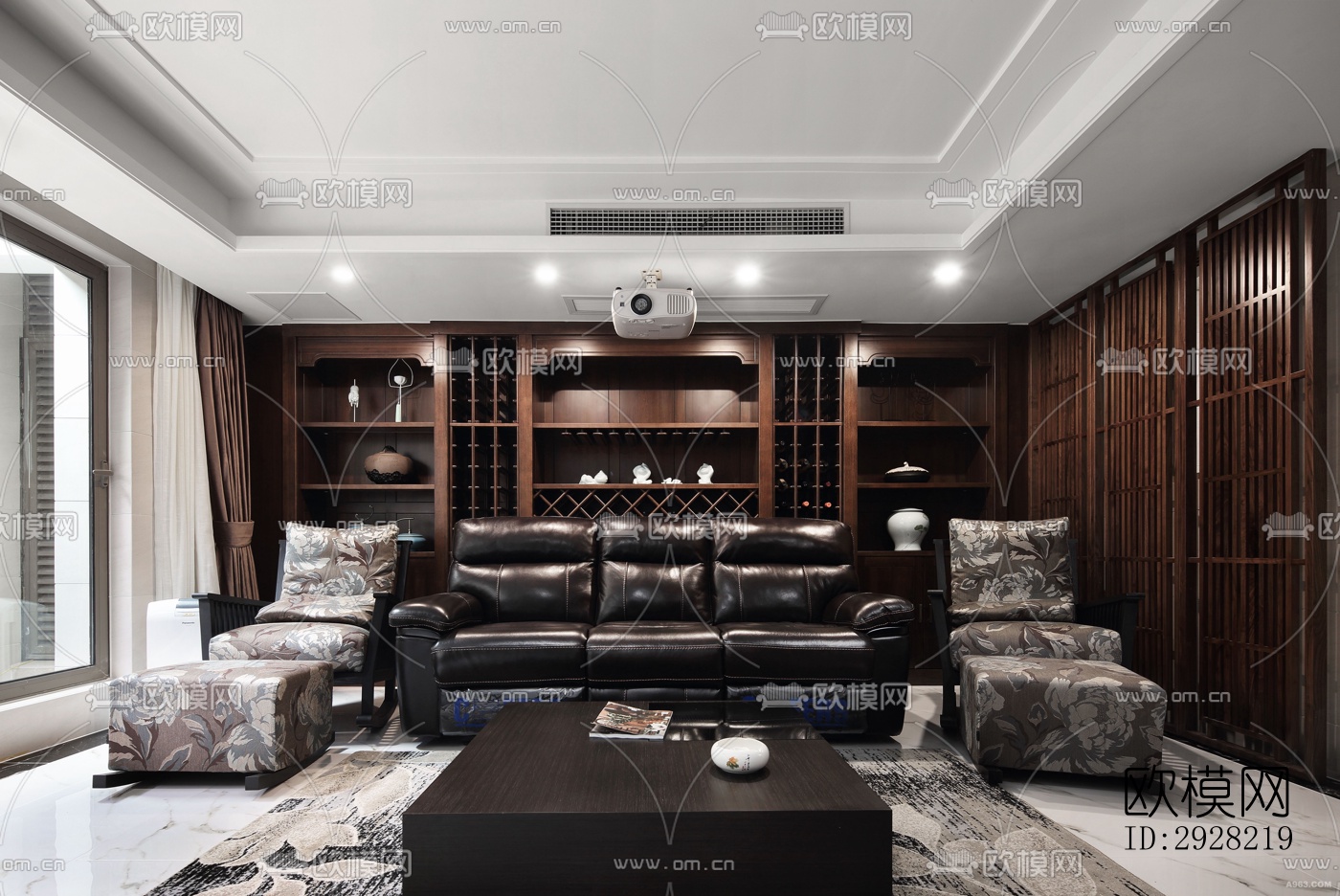 新中式平层效果图下载（渲染图3）