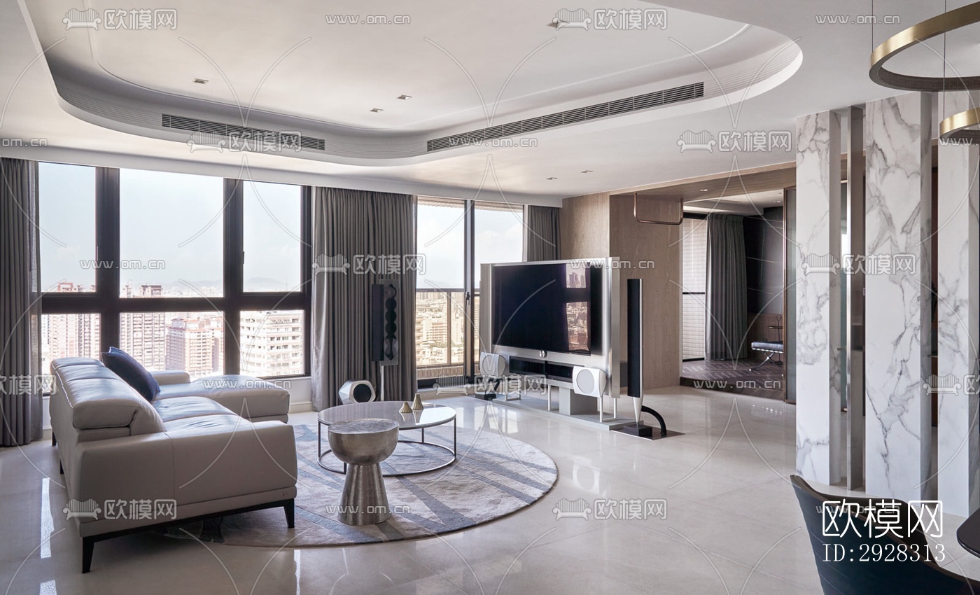 现代平层效果图下载（渲染图13）