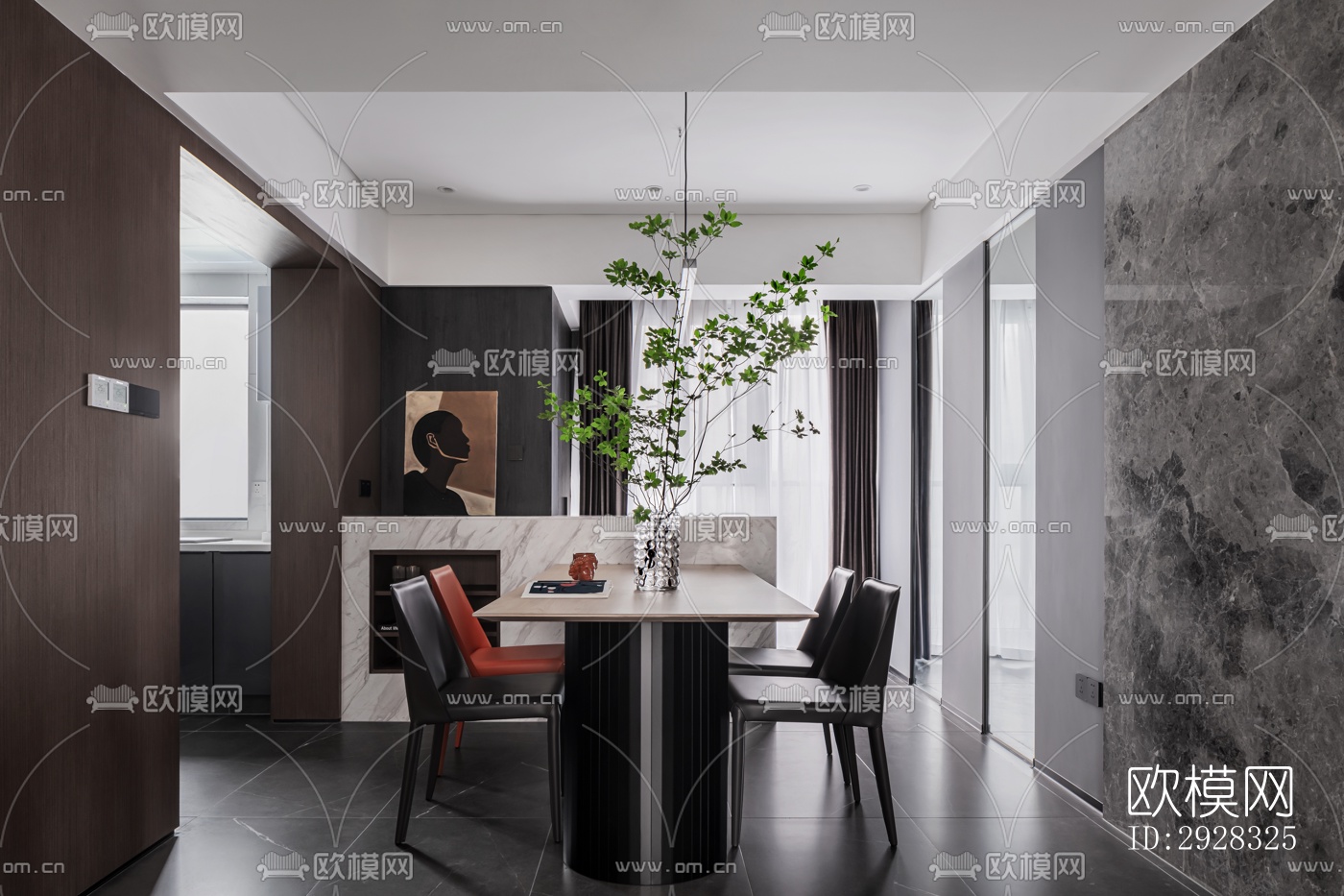 现代平层效果图下载（渲染图8）