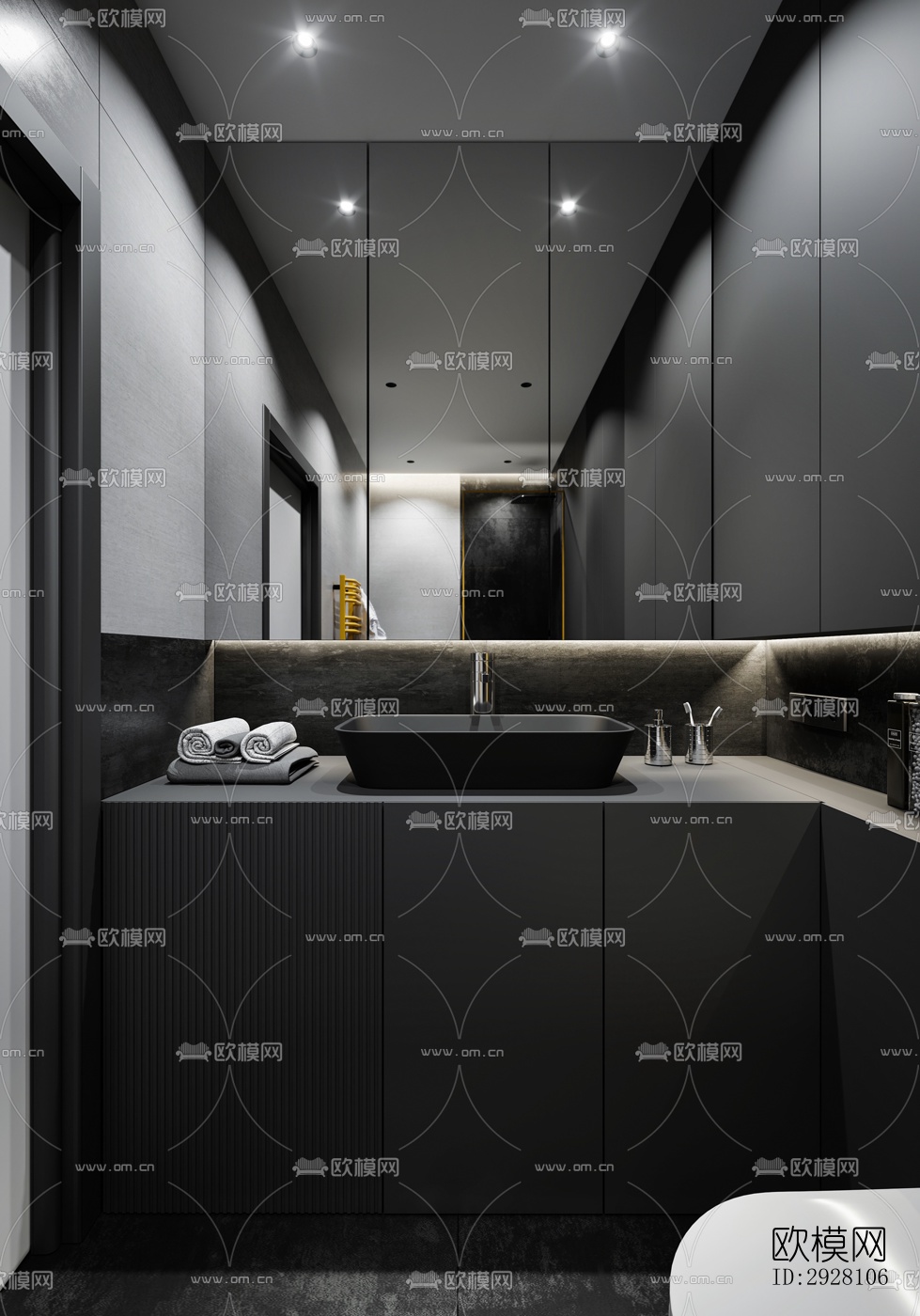 高级灰公寓效果图下载（渲染图2）