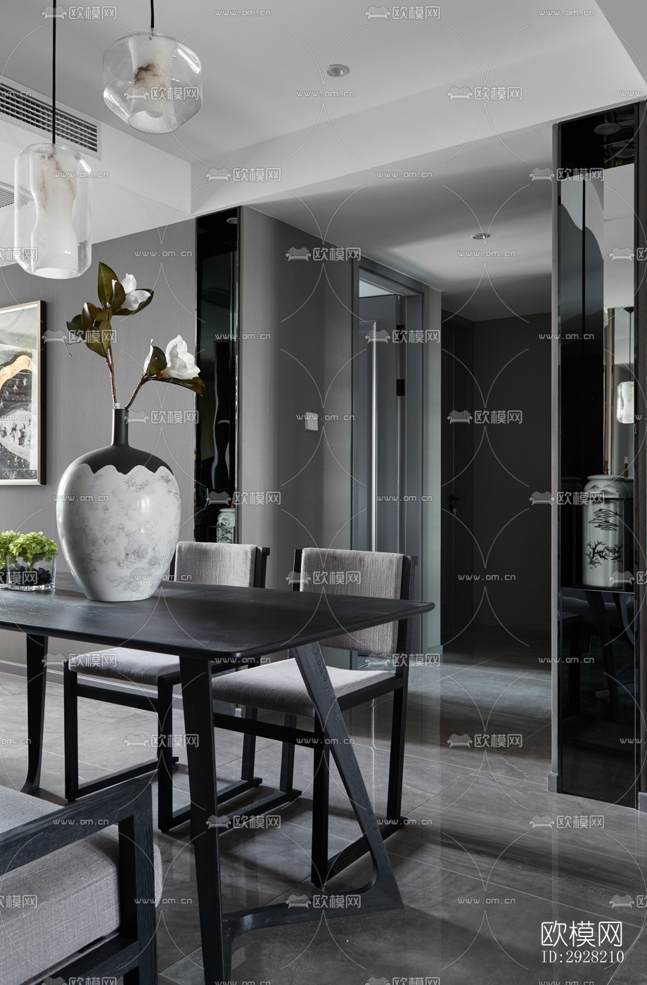 新中式平层效果图下载（渲染图3）