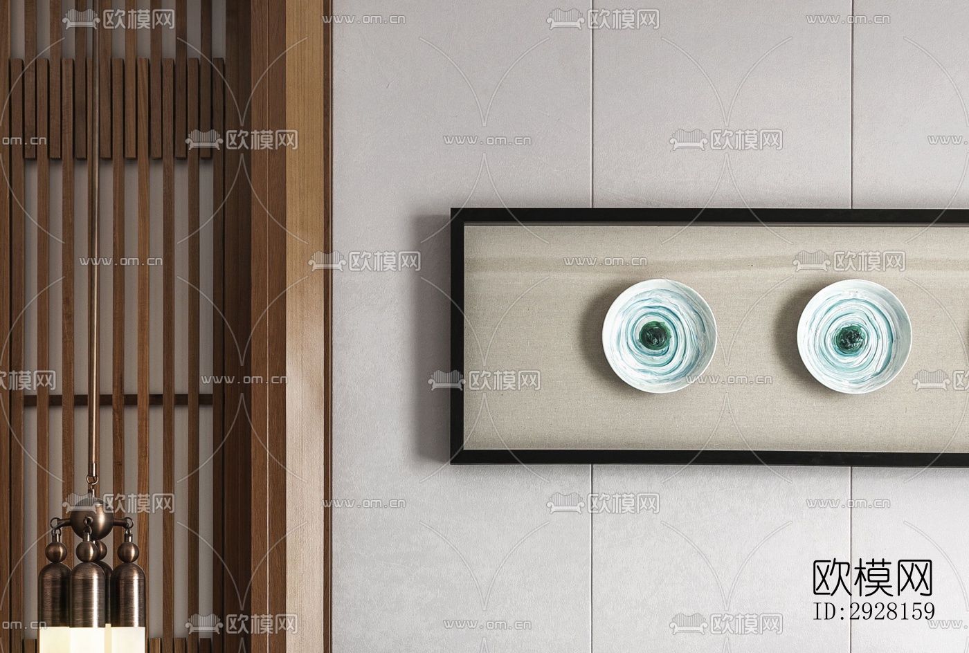 新中式平层效果图下载（渲染图2）