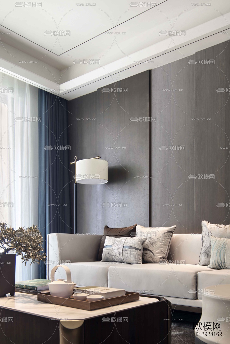 新中式平层效果图下载（渲染图6）