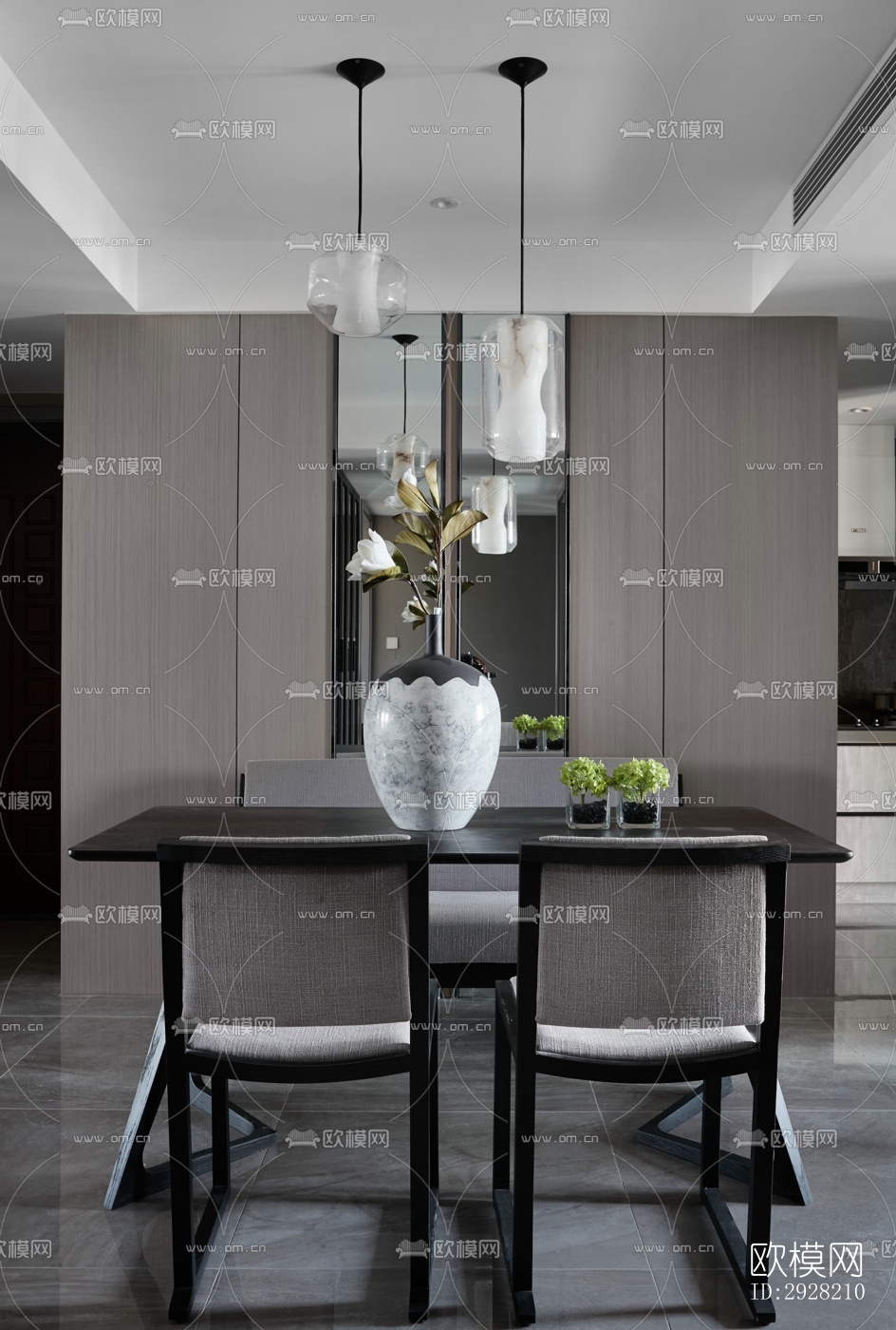 新中式平层效果图下载（渲染图2）