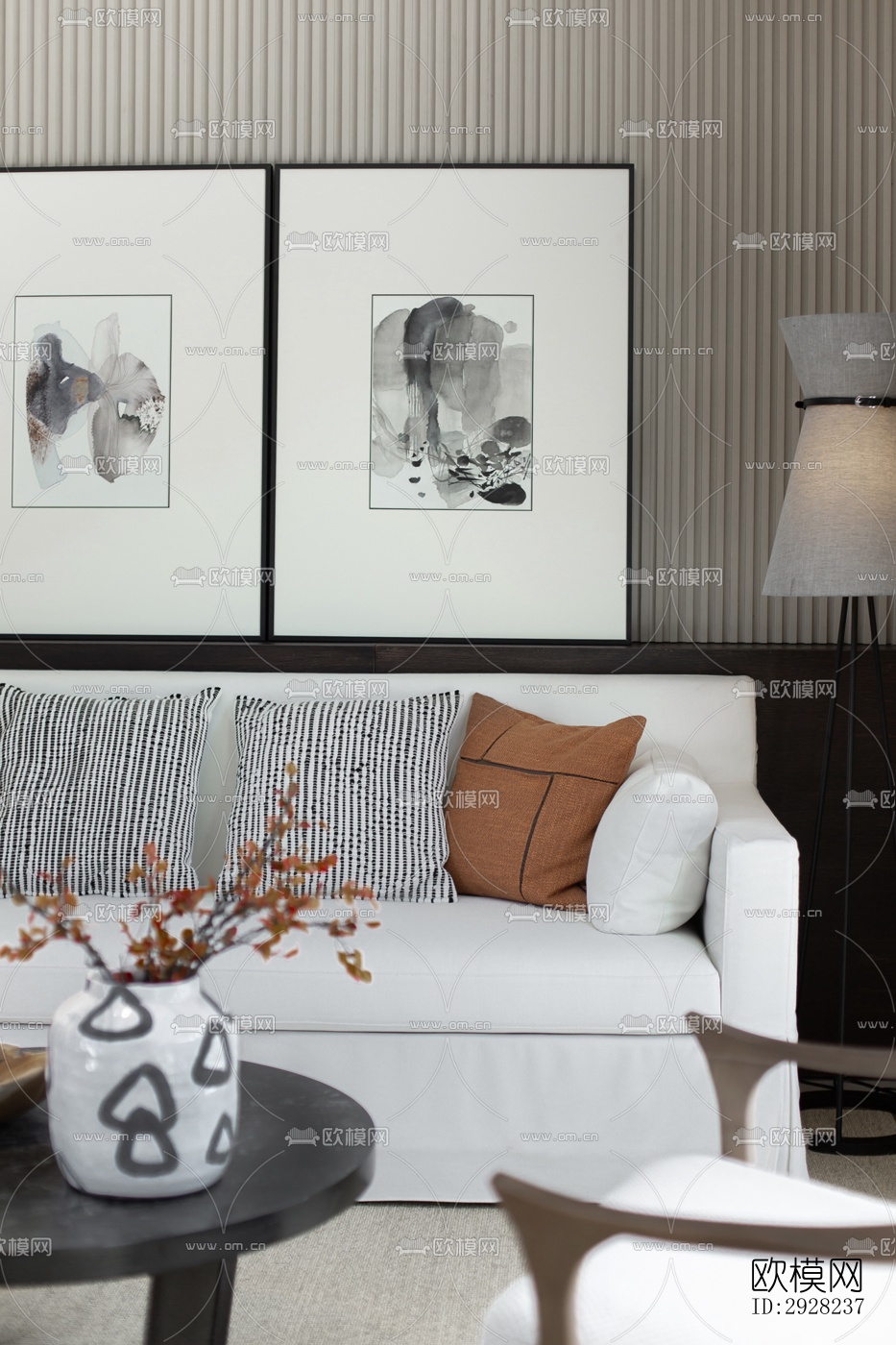 新中式平层效果图下载（渲染图3）