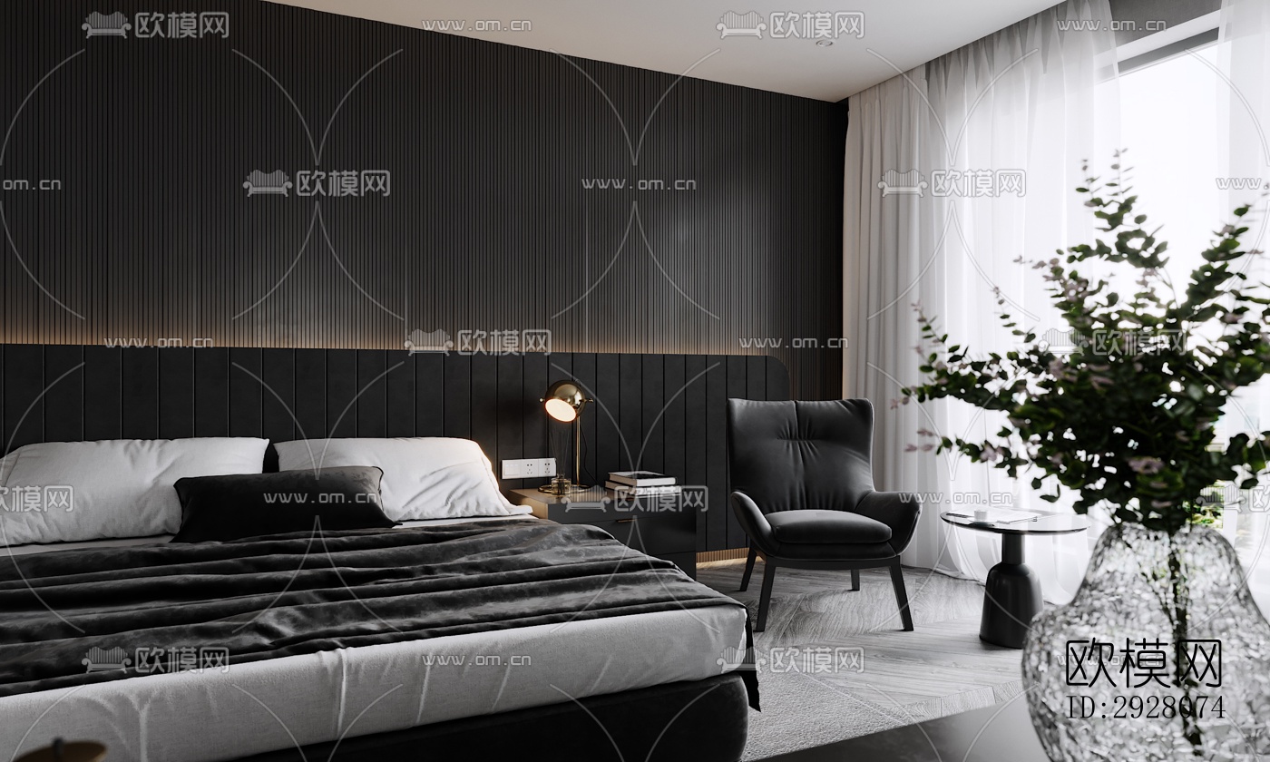 高级灰公寓效果图下载（渲染图5）