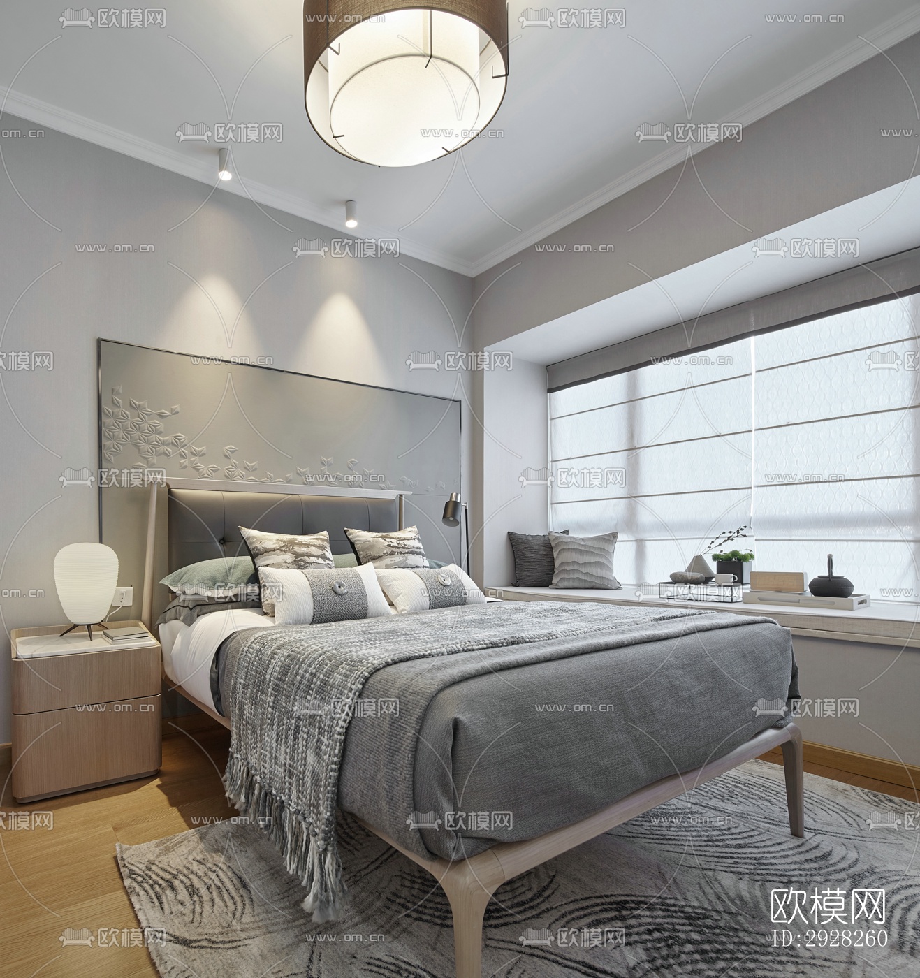 新中式平层效果图下载（渲染图8）