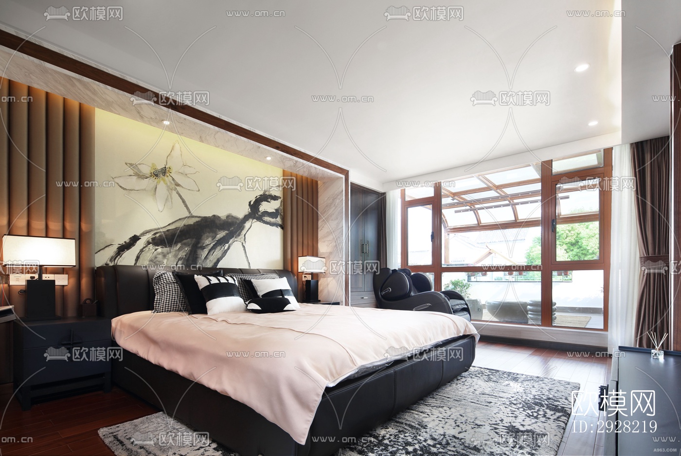 新中式平层效果图下载（渲染图7）